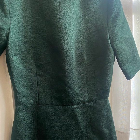 Emerald Virgin Wool & Silk Faux Wrap Peplum Tunic - Picture 5 of 11